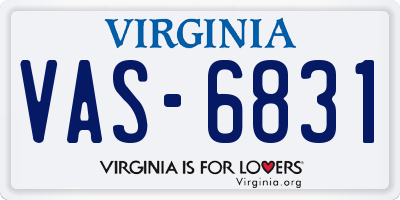 VA license plate VAS6831