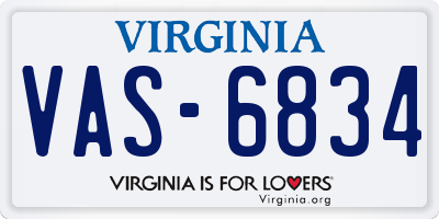 VA license plate VAS6834