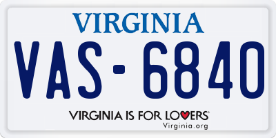 VA license plate VAS6840