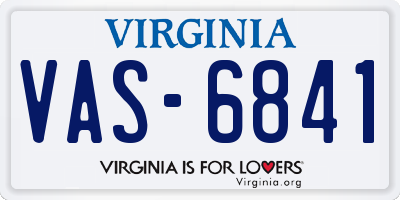 VA license plate VAS6841