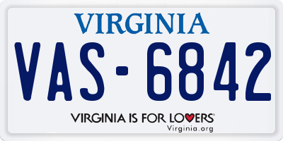 VA license plate VAS6842