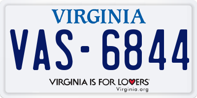 VA license plate VAS6844