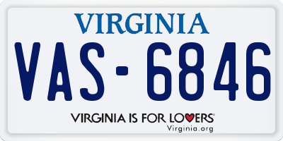 VA license plate VAS6846