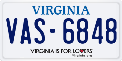 VA license plate VAS6848