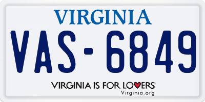 VA license plate VAS6849