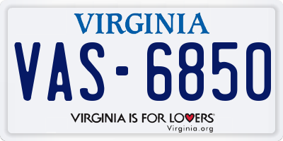 VA license plate VAS6850