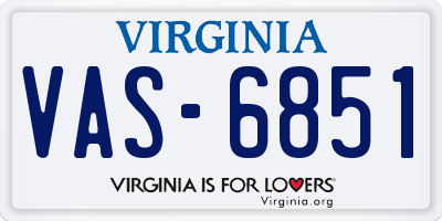 VA license plate VAS6851