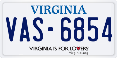 VA license plate VAS6854