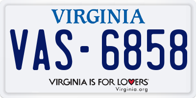 VA license plate VAS6858