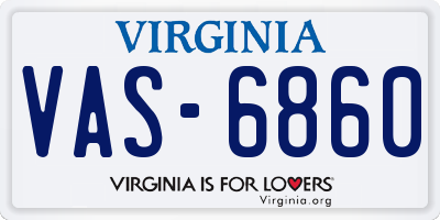 VA license plate VAS6860