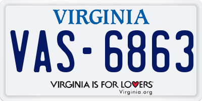 VA license plate VAS6863