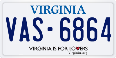 VA license plate VAS6864