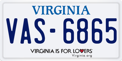 VA license plate VAS6865