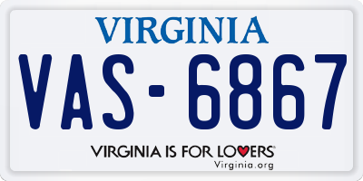 VA license plate VAS6867