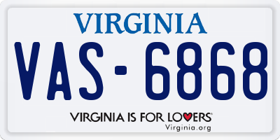 VA license plate VAS6868