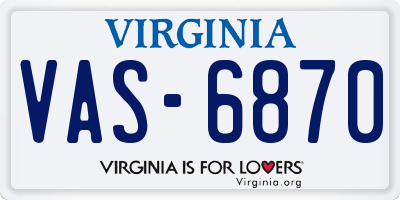 VA license plate VAS6870