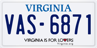 VA license plate VAS6871