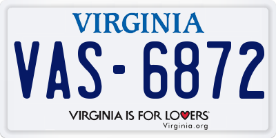 VA license plate VAS6872