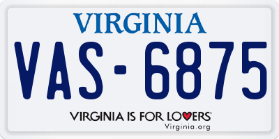 VA license plate VAS6875