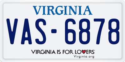 VA license plate VAS6878