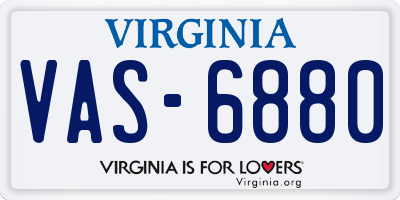 VA license plate VAS6880