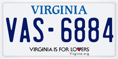 VA license plate VAS6884