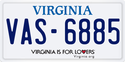 VA license plate VAS6885