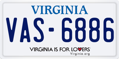 VA license plate VAS6886