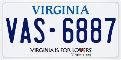 VA license plate VAS6887