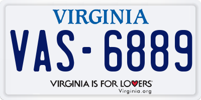 VA license plate VAS6889