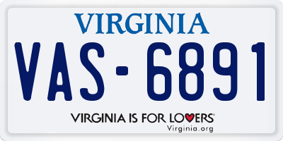 VA license plate VAS6891