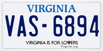 VA license plate VAS6894