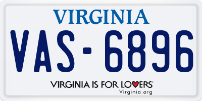 VA license plate VAS6896