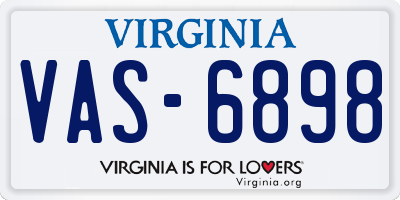 VA license plate VAS6898