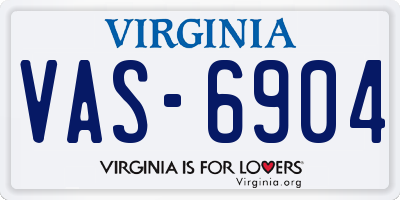 VA license plate VAS6904