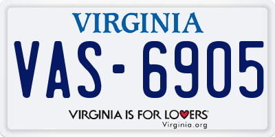 VA license plate VAS6905