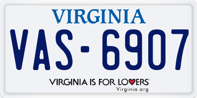 VA license plate VAS6907