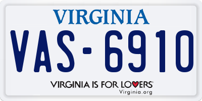 VA license plate VAS6910