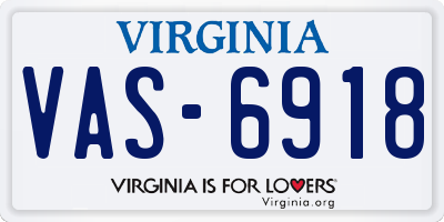 VA license plate VAS6918