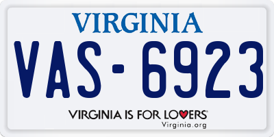 VA license plate VAS6923