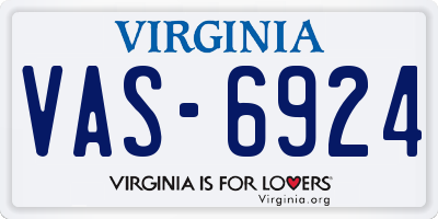 VA license plate VAS6924