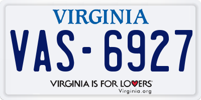 VA license plate VAS6927