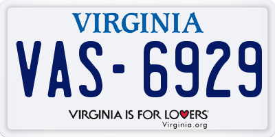 VA license plate VAS6929