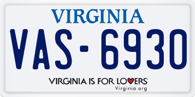 VA license plate VAS6930