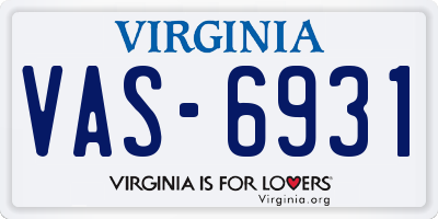 VA license plate VAS6931