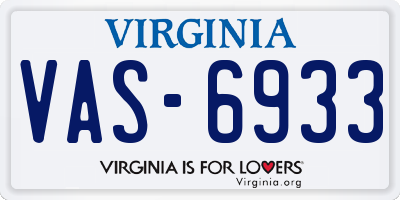 VA license plate VAS6933