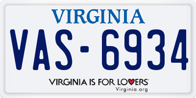 VA license plate VAS6934