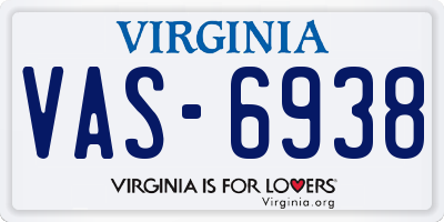 VA license plate VAS6938