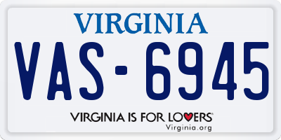 VA license plate VAS6945