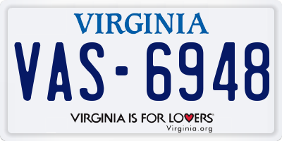 VA license plate VAS6948